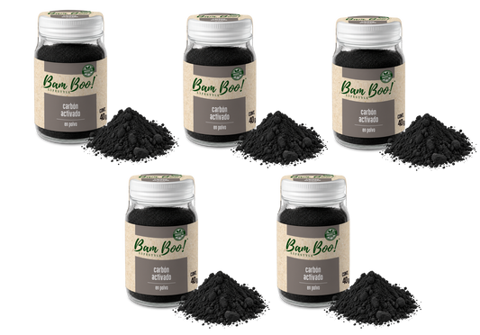 5 Pack Carbón Activado de Coco en Polvo 40 g Combos | Bam Boo! Lifestyle |