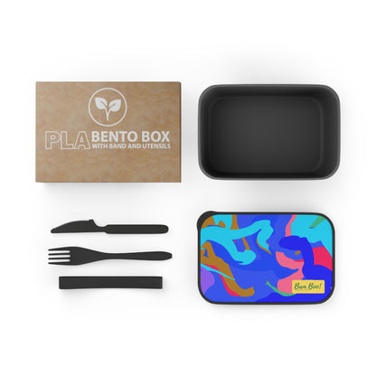 "Dynamic Balance: An Abstract Exploration of Motion Through Color and Shapes" - Bam Boo! Lifestyle Eco-friendly PLA Bento Box with Band and Utensils