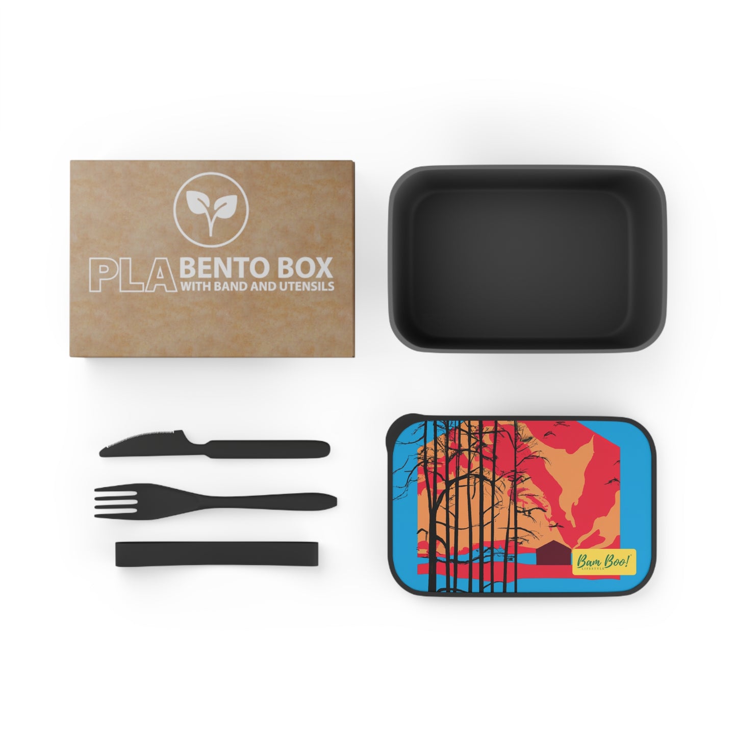 "The Flourishing Earth: A Climate Change Mural" - Bam Boo! Lifestyle Eco-friendly PLA Bento Box with Band and Utensils