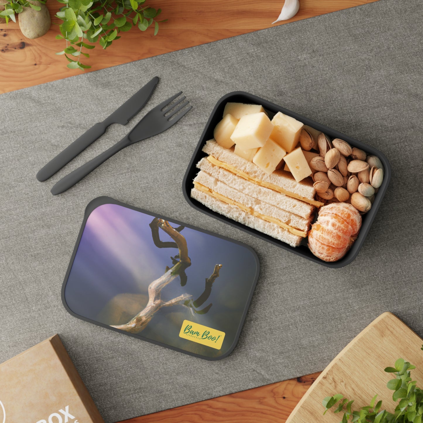 "Reflections of Nature in Art" - Bam Boo! Lifestyle Eco-friendly PLA Bento Box with Band and Utensils