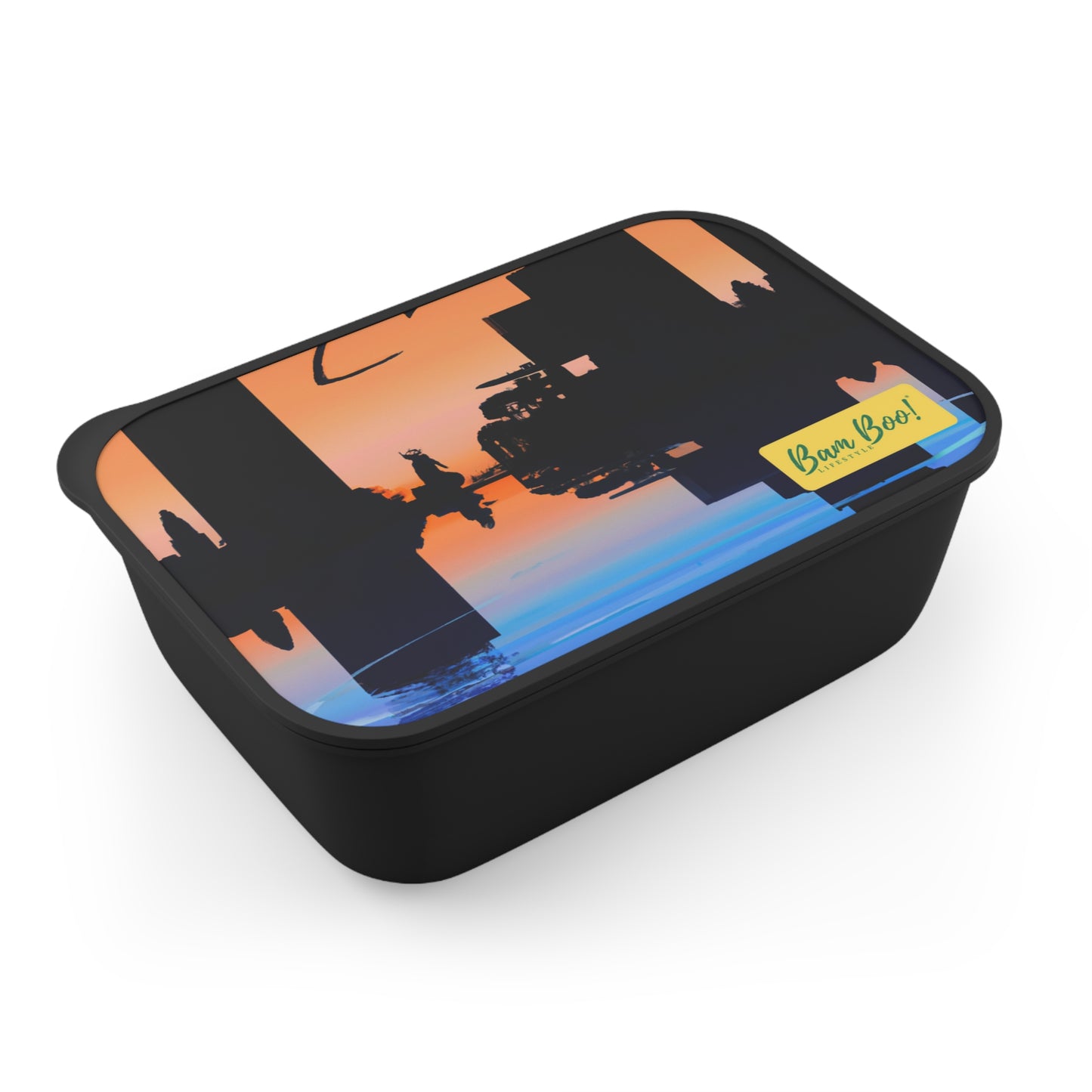"Cityscape in Technicolor" - Bam Boo! Lifestyle Eco-friendly PLA Bento Box with Band and Utensils