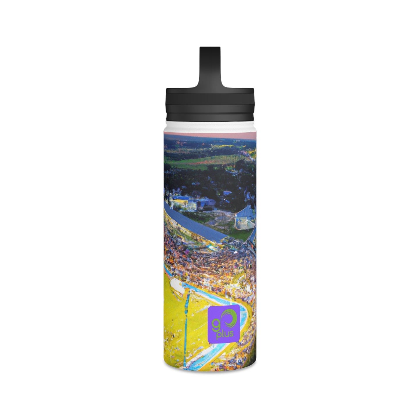 "Dynamic Gameplay in Art: Capturing the Energy and Movement of Sports" - Go Plus Stainless Steel Water Bottle, Handle Lid