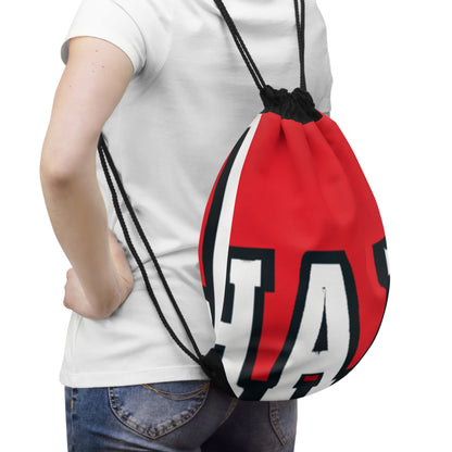 "No Time to Lose: A Colorful Celebration of Sports Iconography" - Go Plus Drawstring Bag