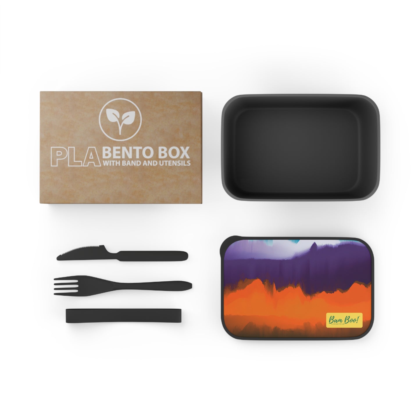 "Nature's Splendorous Mosaic" - Bam Boo! Lifestyle Eco-friendly PLA Bento Box with Band and Utensils
