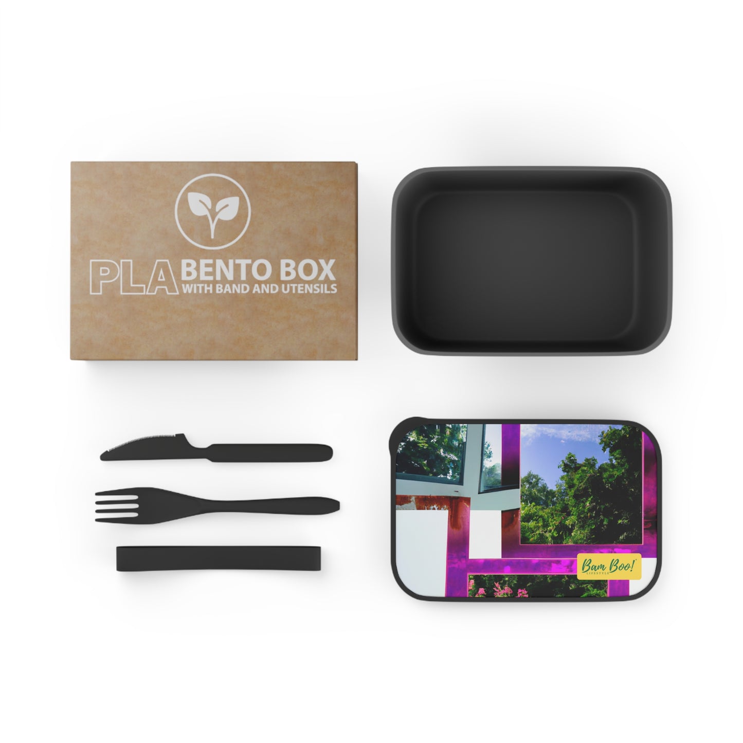 "Nature's Fascinating Splendor" - Bam Boo! Lifestyle PLA Bento Box with Band and Utensils