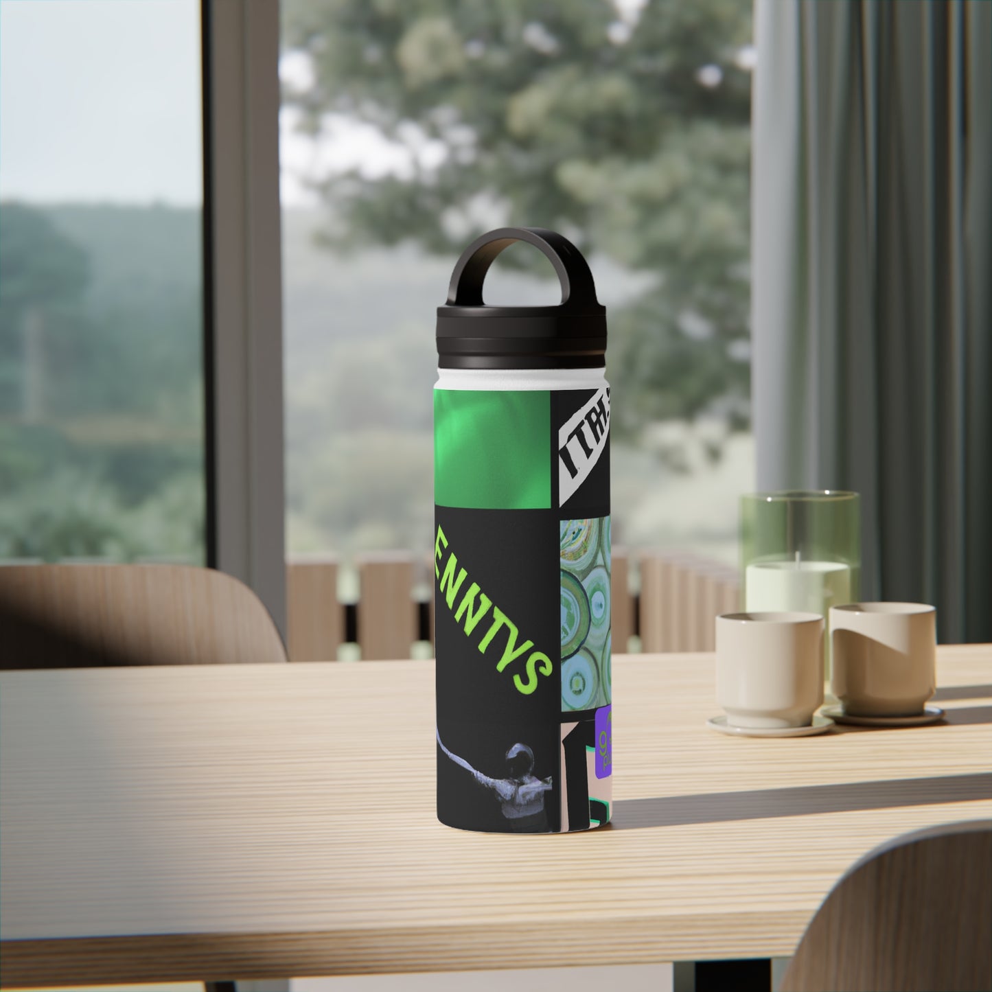 "Dynamic Sports Collage: Capturing the Excitement of the Game" - Go Plus Stainless Steel Water Bottle, Handle Lid