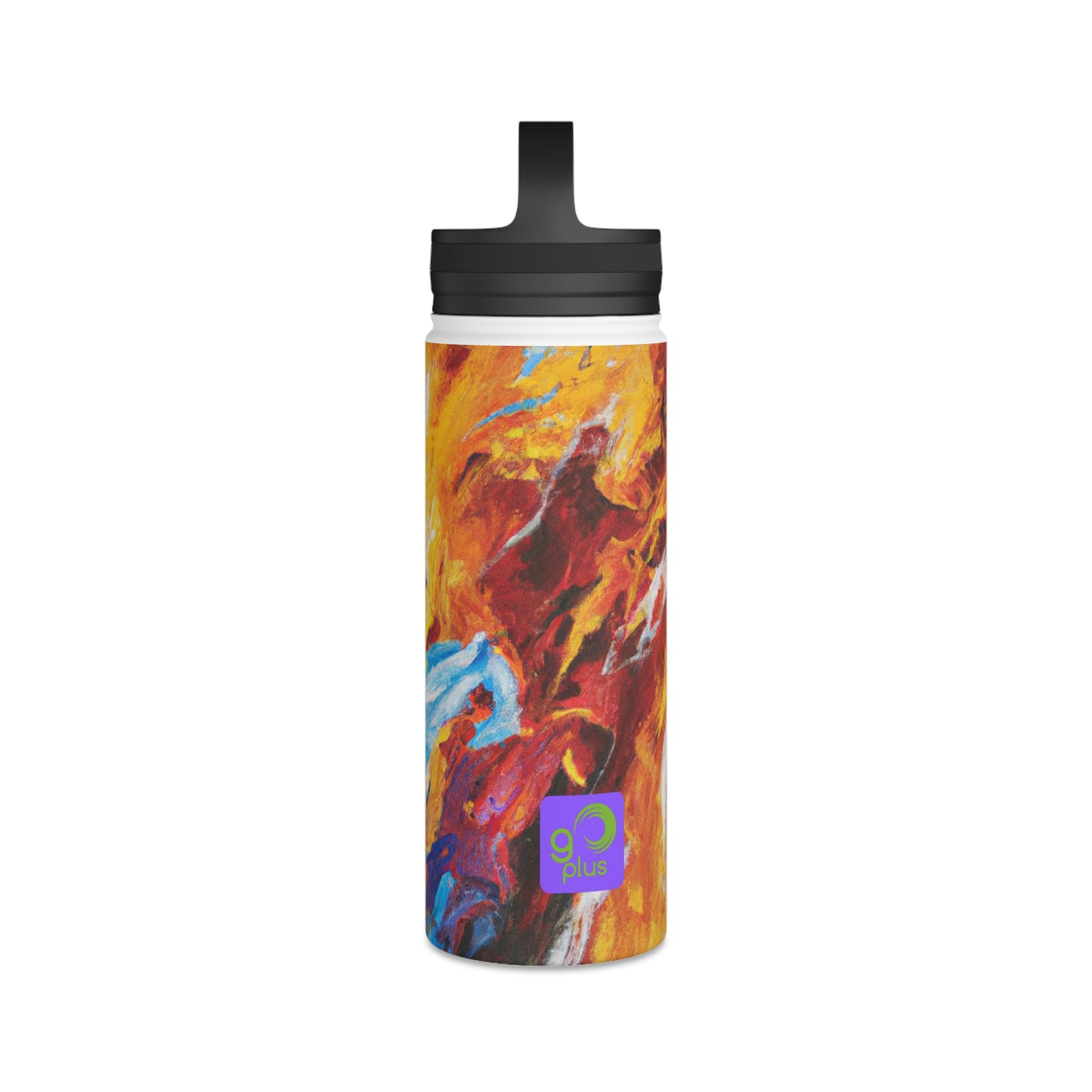 "Dynamic Sporting Vibrance" - Go Plus Stainless Steel Water Bottle, Handle Lid