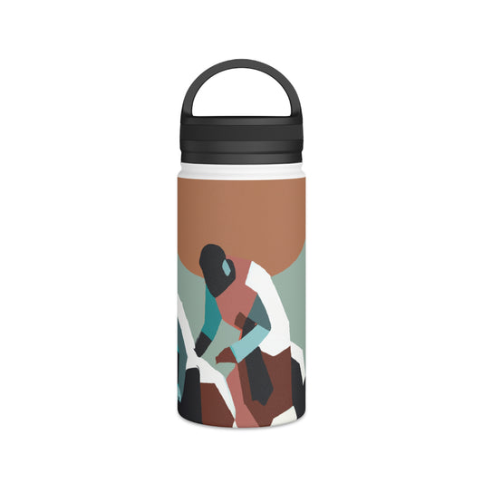 "Sports Meets Abstract: A Visual Fusion of Movement and Art" - Go Plus Stainless Steel Water Bottle, Handle Lid