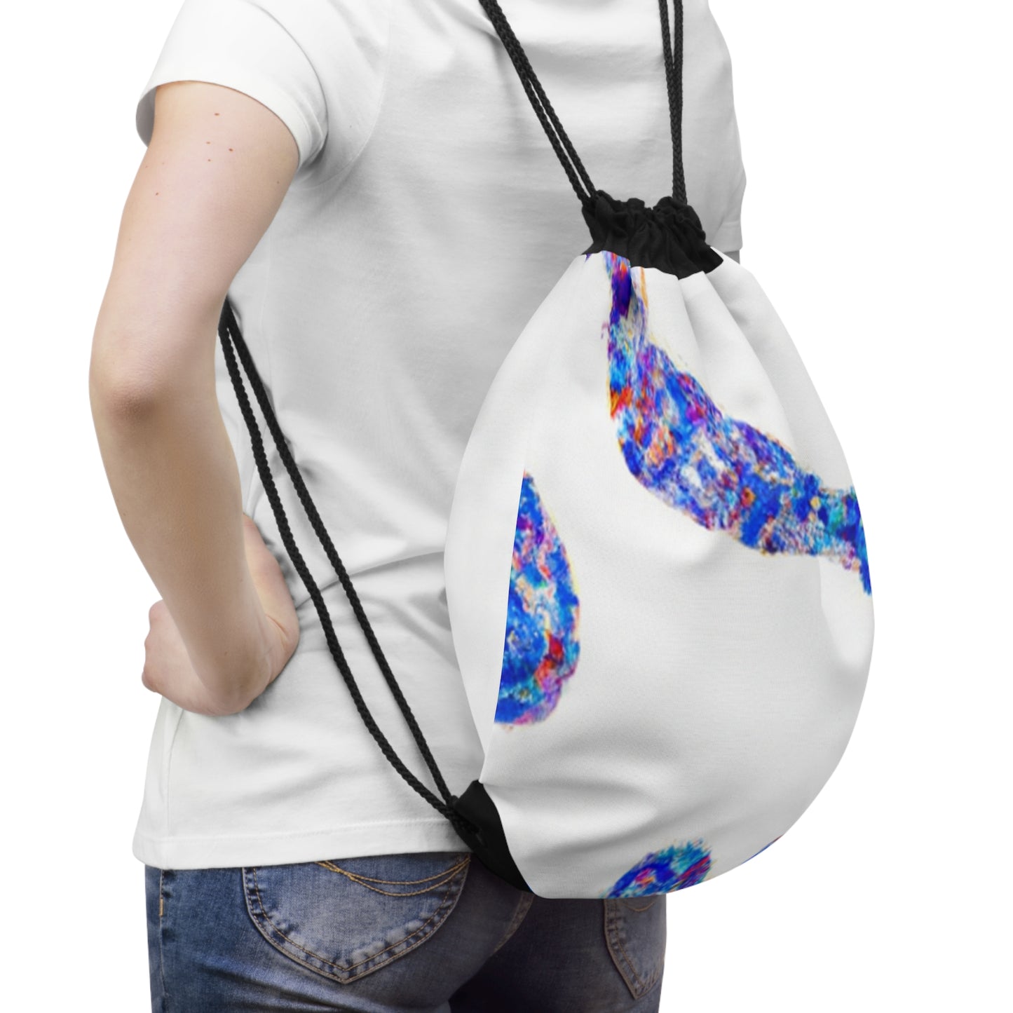 "The Dance of Victory: An Energetic Sport Artpiece" - Go Plus Drawstring Bag