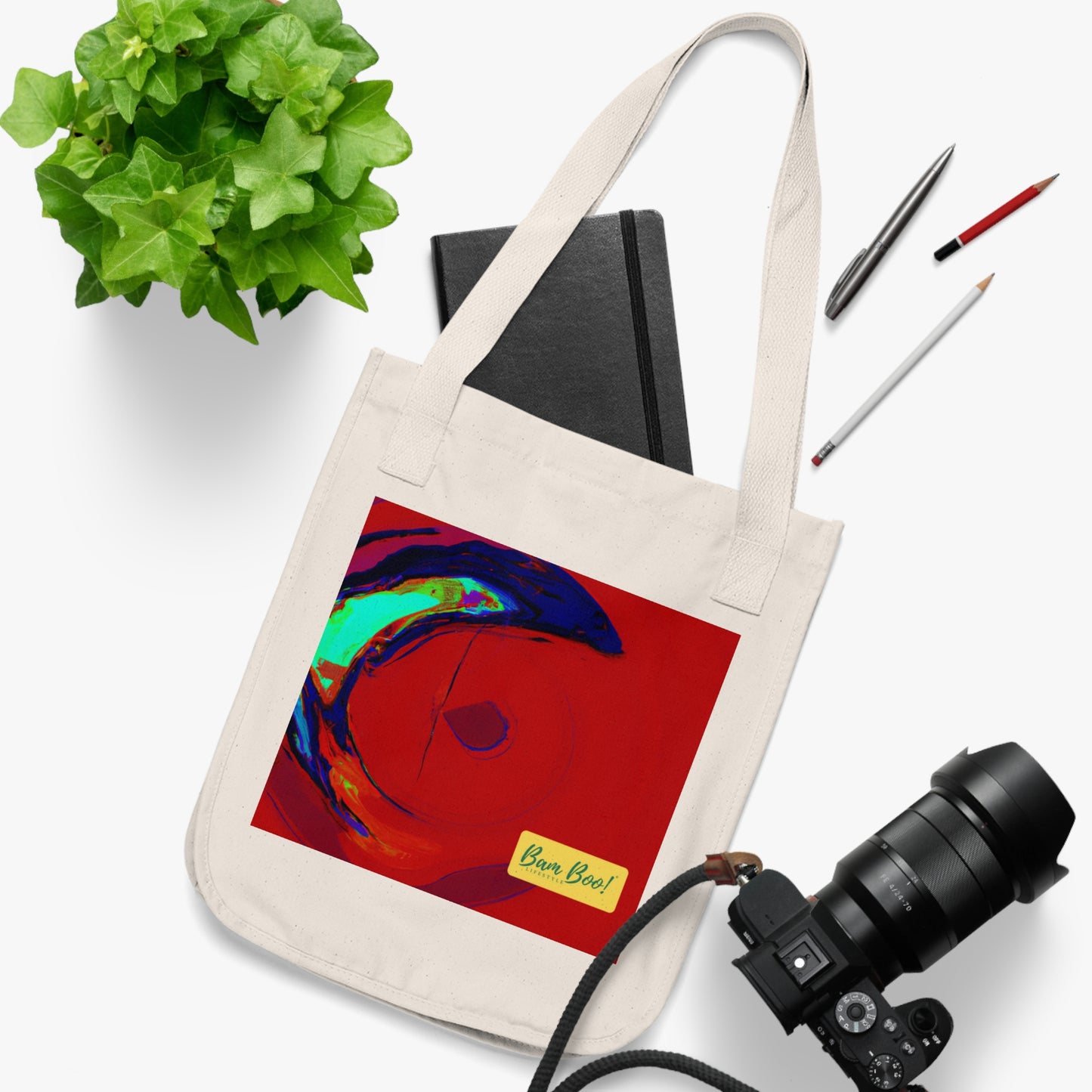 "Exploring the Intersection: Real and Virtual Worlds through Digital Art" - Bam Boo! Lifestyle Eco-friendly Tote Bag