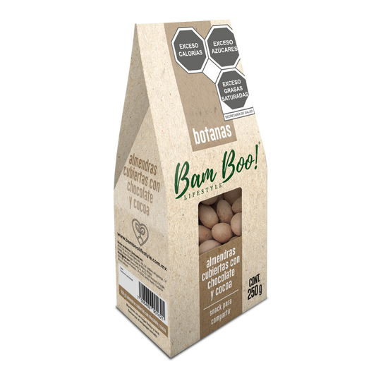 Almendras Cubiertas con Chocolate y Cocoa 250 g Botanas Bam Boo! Lifestyle