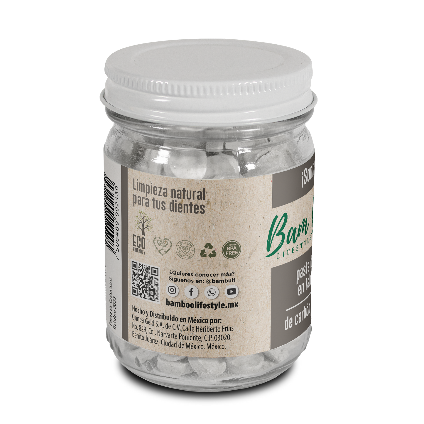 Solid Toothpaste Jar 75g Bam Boo! Lifestyle | Activated carbon