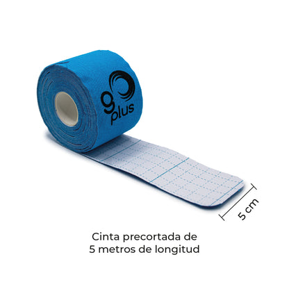 10 Pack Cinta Kinesiológica Azul Go Plus 5m Pre-cortada Mayoreo Go Plus