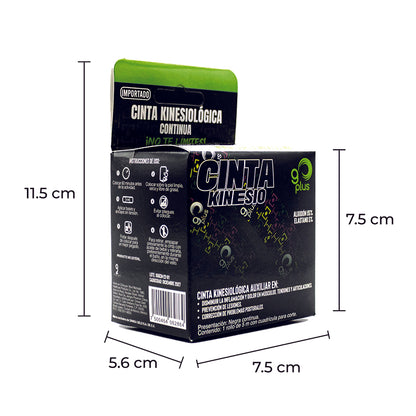 15 Pack Cinta Kinesiológica Negra 5m Diseño Go Plus Mayoreo Go Plus