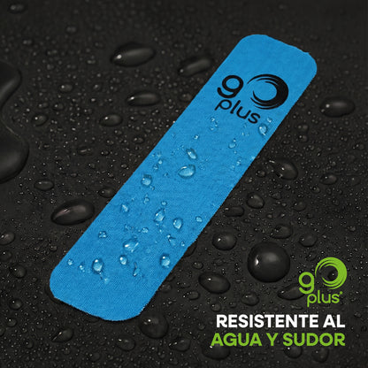 Cinta Kinesiológica Azul 1 m Precortada Go Plus | 4 Tiras | Vendaje Neuromuscular