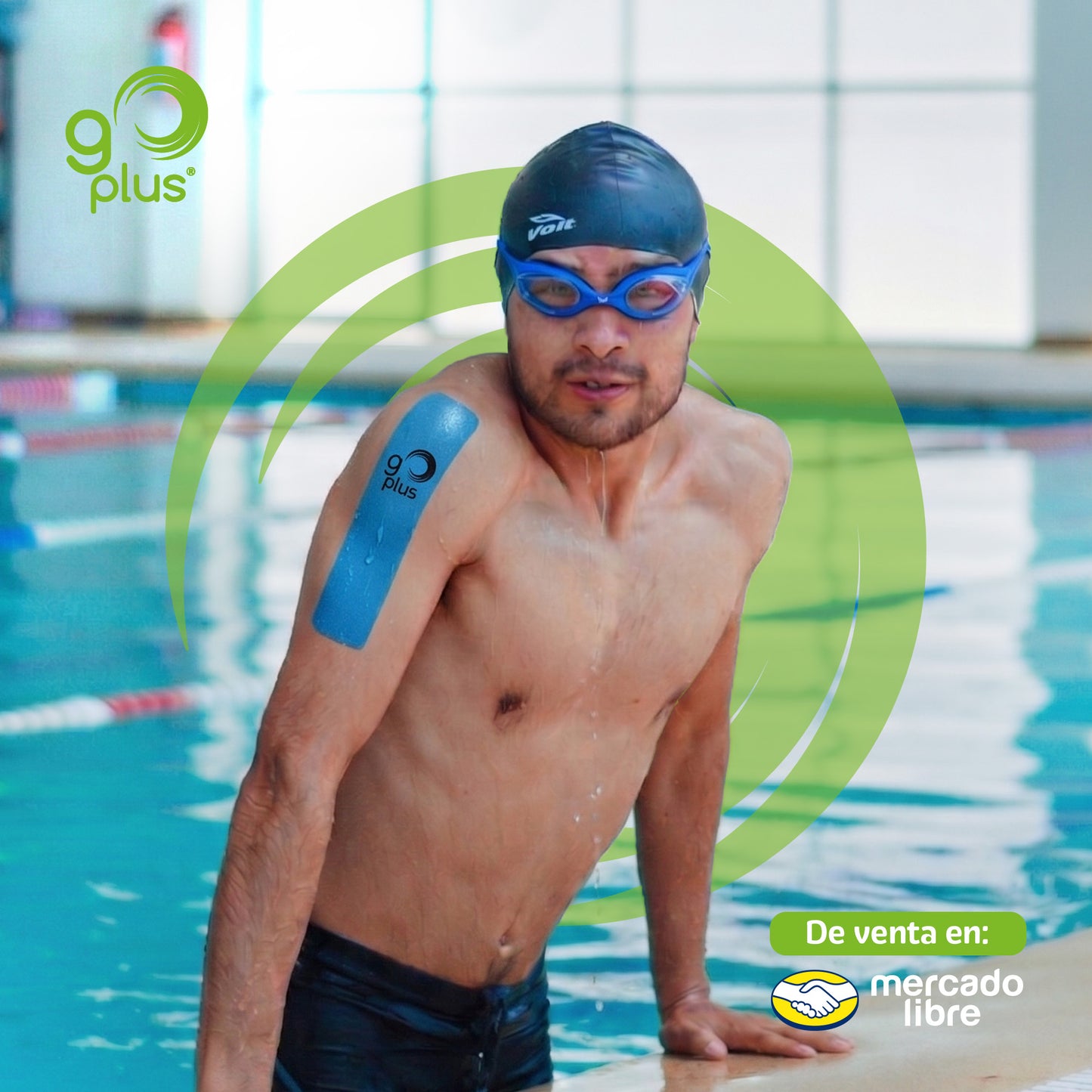 Cinta Kinesiológica Azul 1 m Precortada Go Plus | 4 Tiras | Vendaje Neuromuscular