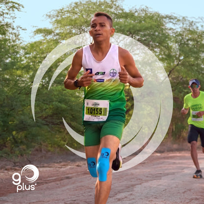 Cinta Kinesiológica Azul 1 m Precortada Go Plus | 4 Tiras | Vendaje Neuromuscular