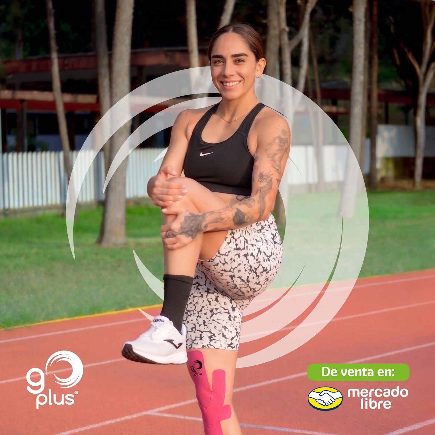 Cinta Kinesiológica Rosa 1 m Precortada Go Plus | 4 Tiras | Vendaje Neuromuscular