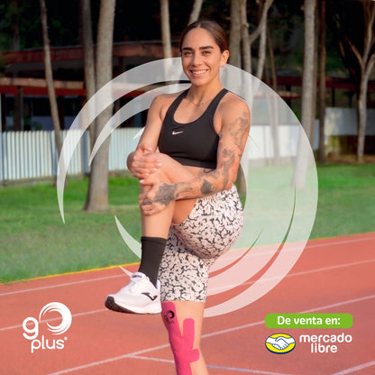Cinta Kinesiológica Rosa 1 m Precortada Go Plus | 4 Tiras | Vendaje Neuromuscular