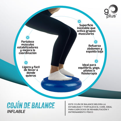 Cojín De Balance Inflable Go Plus Disco De Equilibrio Yoga y Rehabilitación