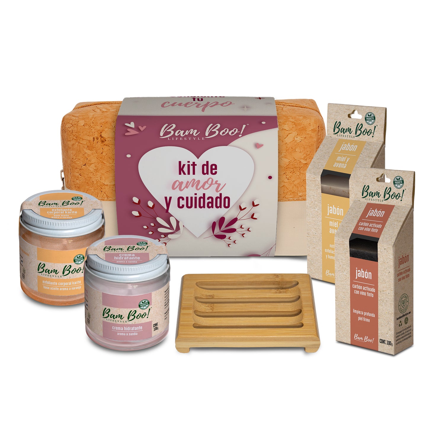 Cosmetiquera Skincare Kit Amor y Cuidado Bam Boo! Lifestyle | Crema, Exfoliante, Jabones y Jabonera