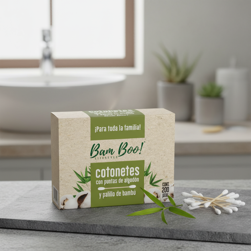 Cotonetes de Bambú con Algodón | 200 Pzas | Bam Boo! Lifestyle