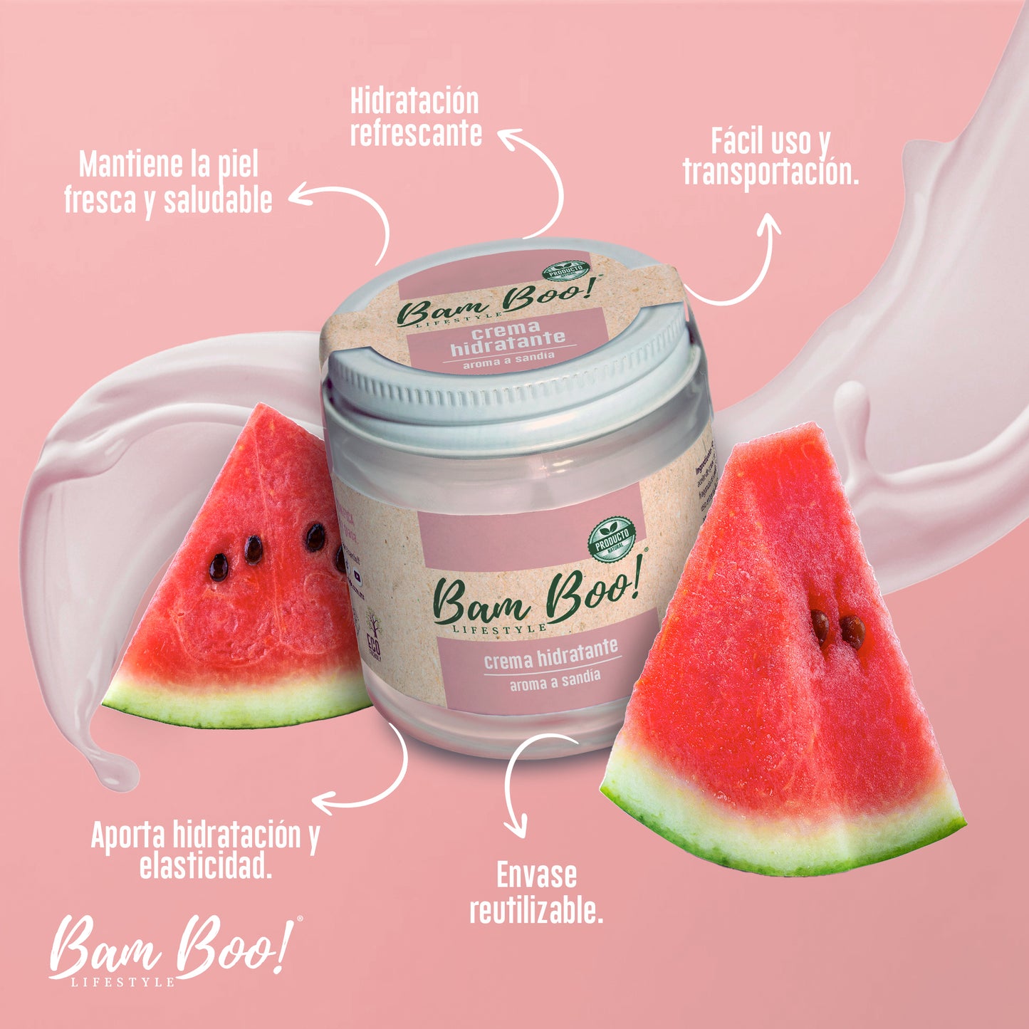 Watermelon Moisturizing Cream for Face and Body 100 g Bam Boo! Lifestyle