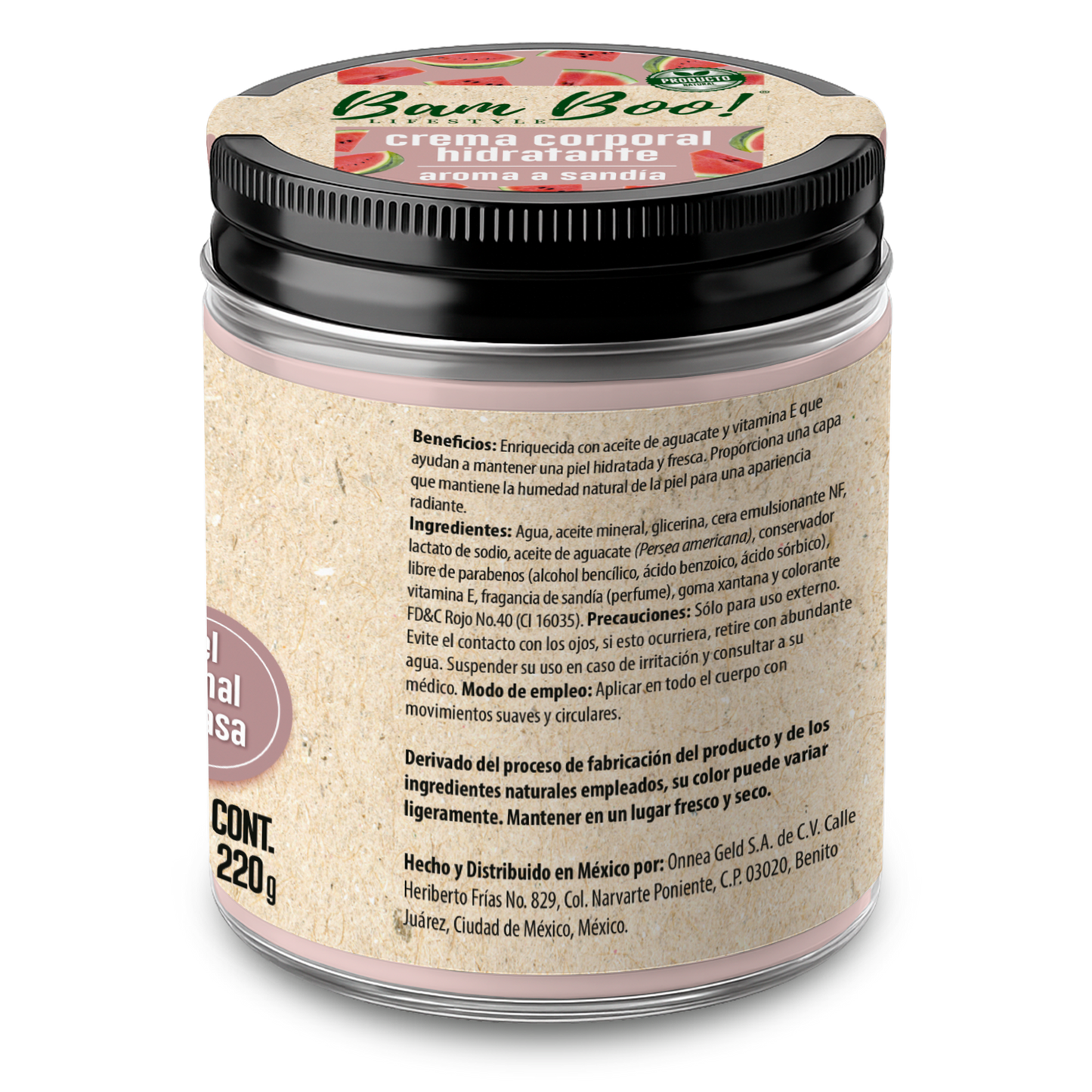Crema Hidratante de Sandía para Cara y Cuerpo 220 g | Bam Boo! Lifestyle