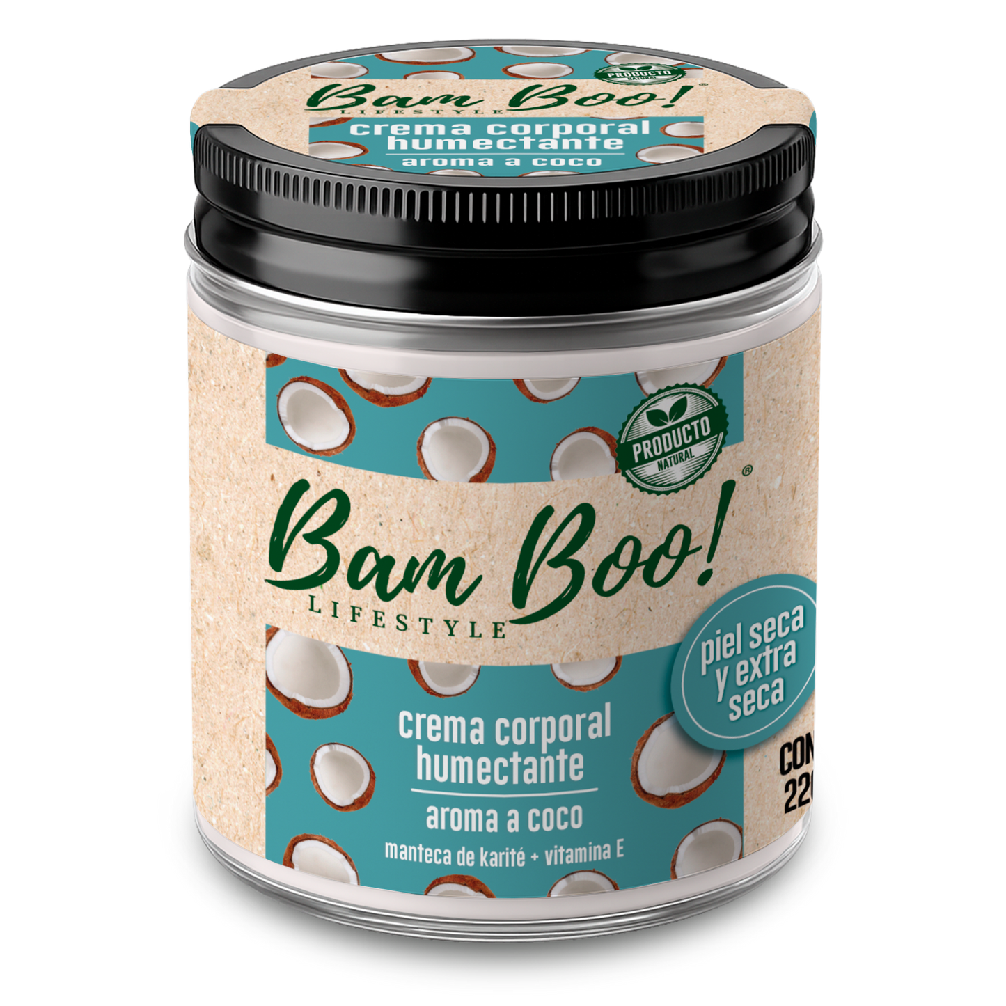 🥥 Crema Humectante Aroma a Coco para Cara y Cuerpo 220 g | Bam Boo! Lifestyle