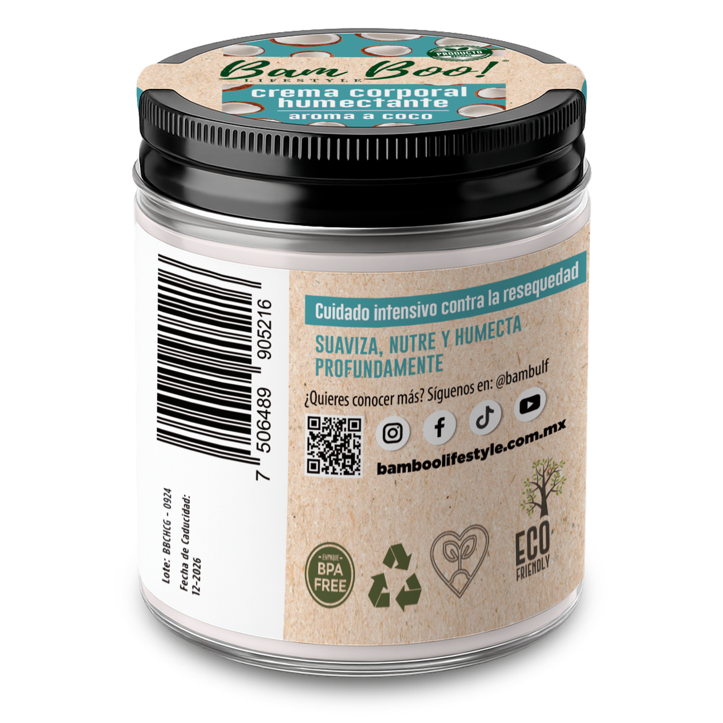 🥥 Crema Humectante Aroma a Coco para Cara y Cuerpo 220 g | Bam Boo! Lifestyle
