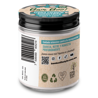 🥥 Crema Humectante Aroma a Coco para Cara y Cuerpo 220 g | Bam Boo! Lifestyle