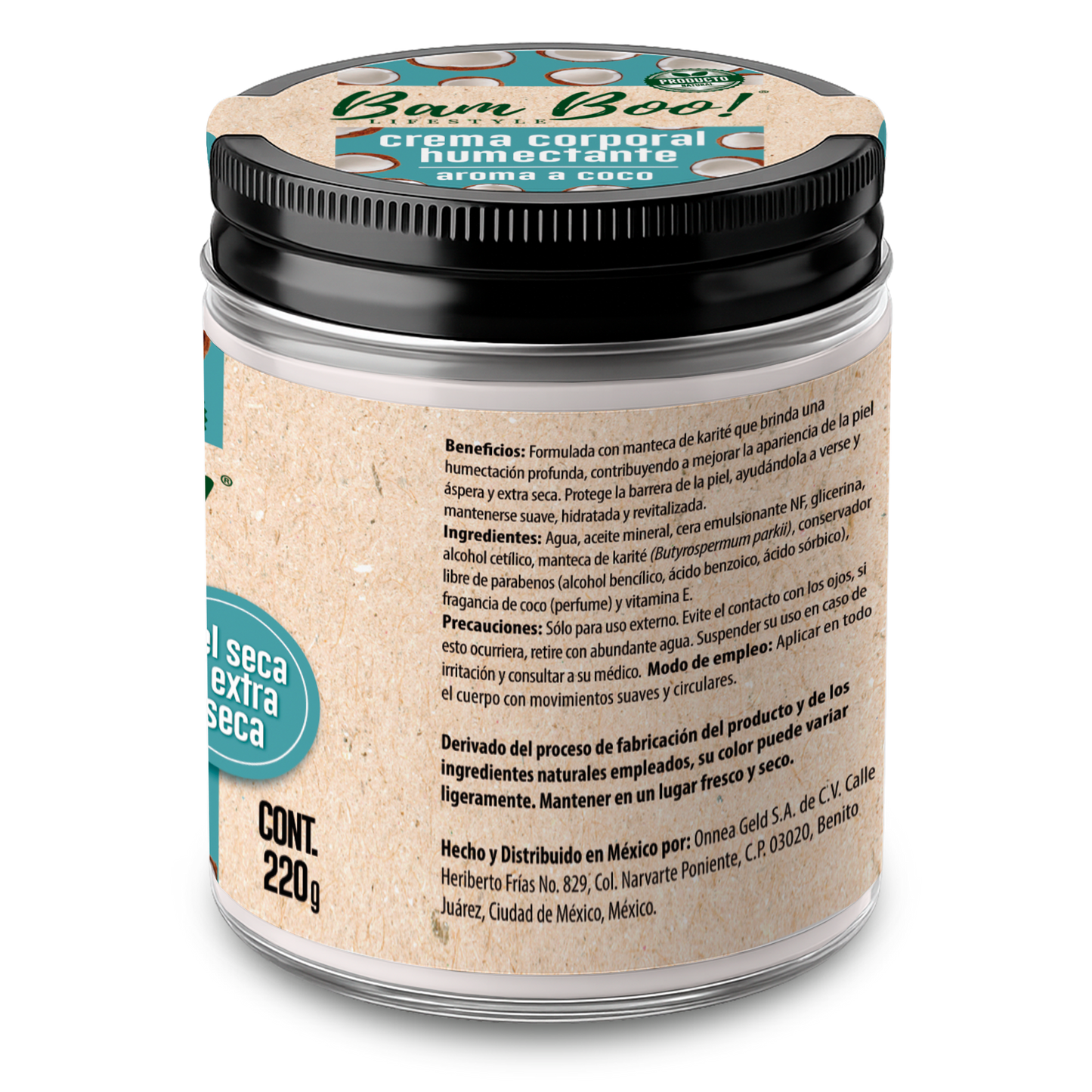 🥥 Crema Humectante Aroma a Coco para Cara y Cuerpo 220 g | Bam Boo! Lifestyle