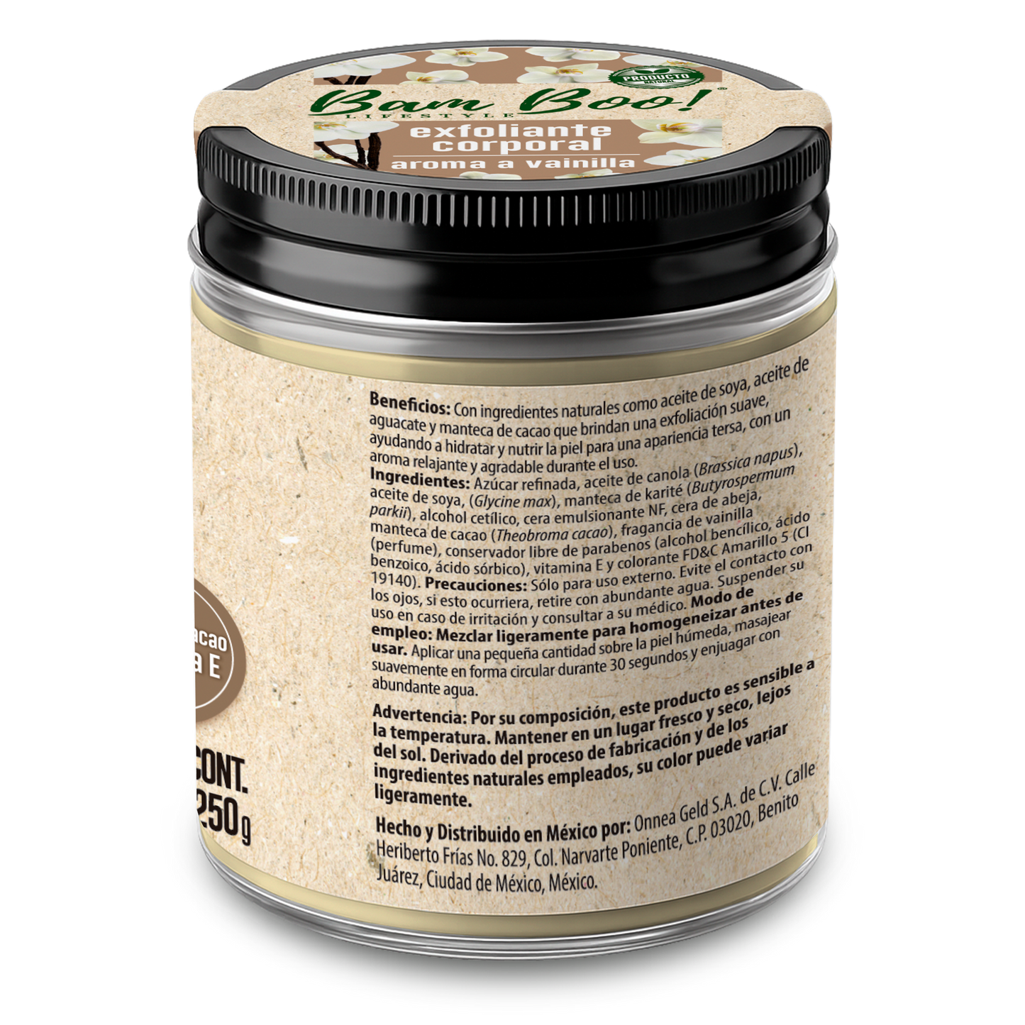 Exfoliante Corporal Base Aceite Aroma a Vainilla 250 g | Bam Boo! Lifestyle