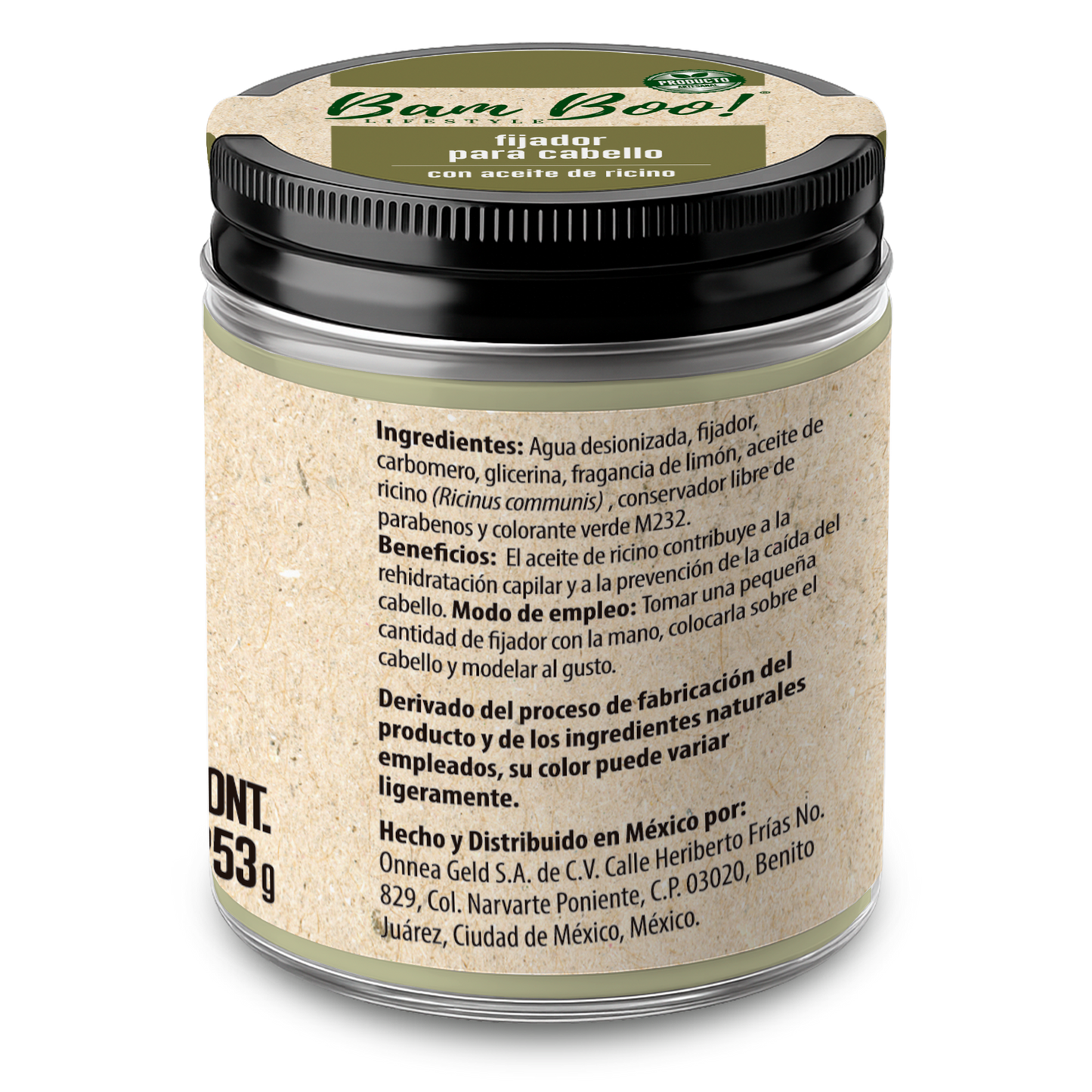 Gel Fijador Natural con Ricino para Cabello | 253 g | Bam Boo! Lifestyle