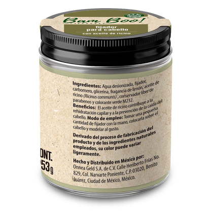 Gel Fijador Natural con Ricino para Cabello | 253 g | Bam Boo! Lifestyle