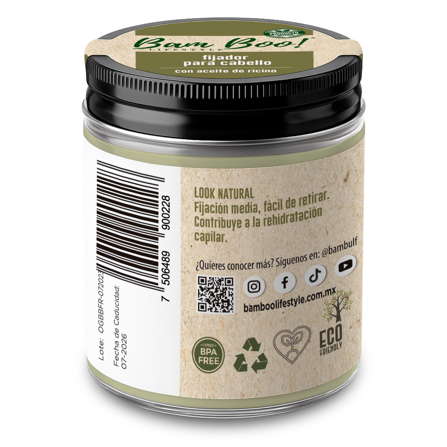 Gel Fijador Natural con Ricino para Cabello | 253 g | Bam Boo! Lifestyle