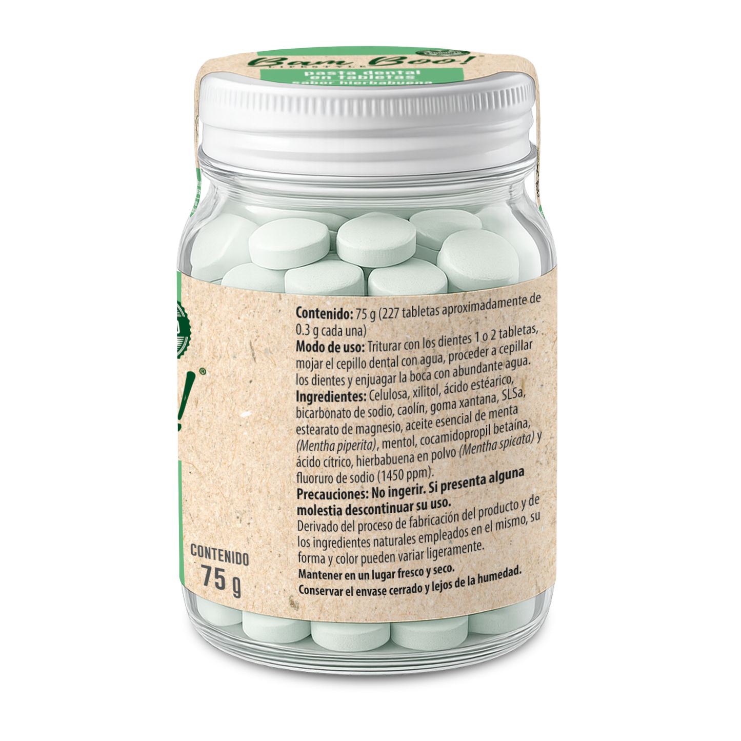 Frasco de Pasta Dental Sólida de 75g Bam Boo! Lifestyle | Hierbabuena