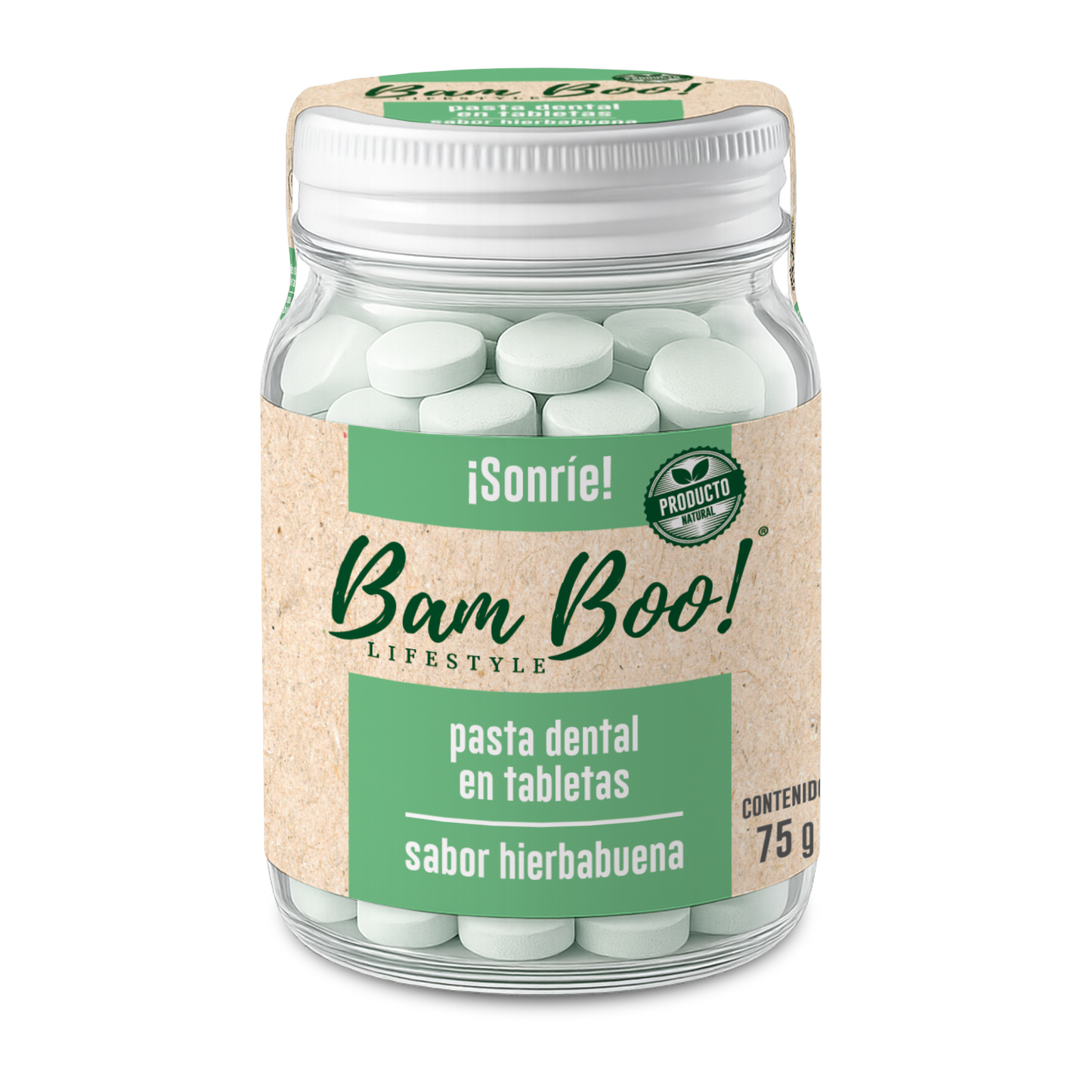 Frasco de Pasta Dental Sólida de 75g Bam Boo! Lifestyle | Hierbabuena