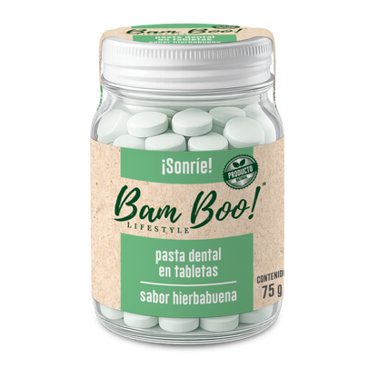 Frasco de Pasta Dental Sólida de 75g Bam Boo! Lifestyle | Hierbabuena