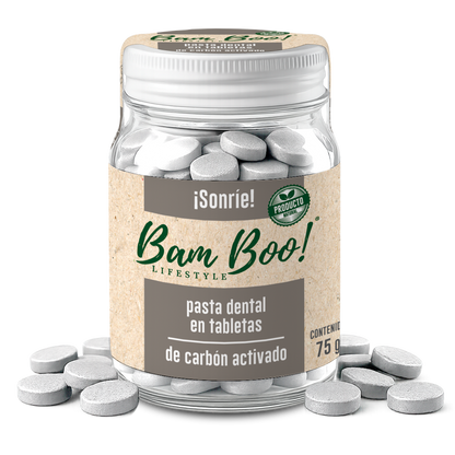 Frasco de Pasta Dental Sólida 75g Bam Boo! Lifestyle | Carbón Activado