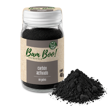 100 Pack Carbón Activado Coco Polvo Vegetal 40 g Mayoreo Bam Boo! Lifestyle | Uso Cosmético Facial
