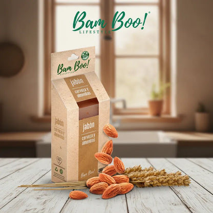 Jabón Artesanal de Cerveza y Almendras | 100 g | Bam Boo! Lifestyle