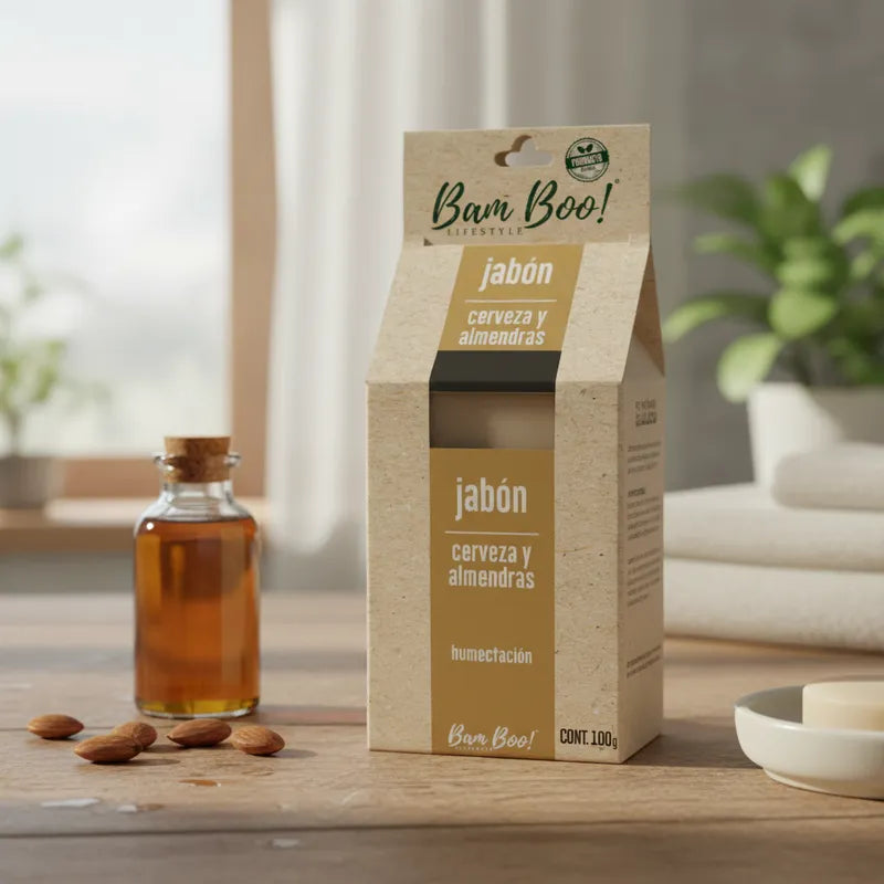 Jabón Artesanal de Cerveza y Almendras | 100 g | Bam Boo! Lifestyle