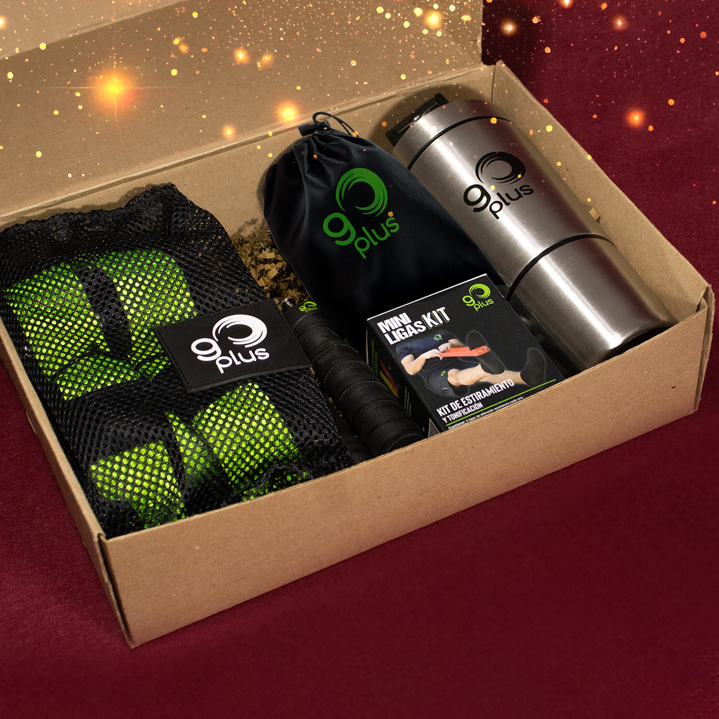 Kit De Regalo Pro Fitness Go Plus con Bandas de Suspension, Cuerda para Saltar, Ligas de Resistencia y Botella Mezcladora Shaker