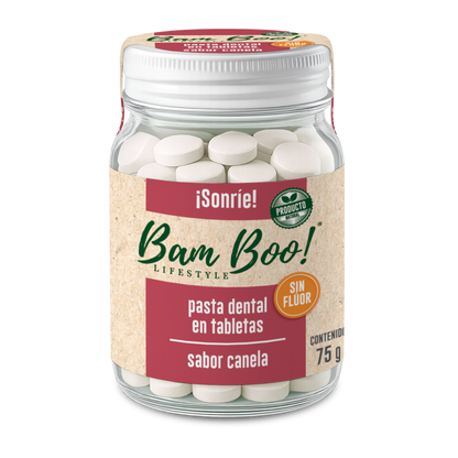 Pasta Dental Sólida Canela Sin Flúor 75 g Bam Boo! Lifestyle | Tabletas para Cepillado
