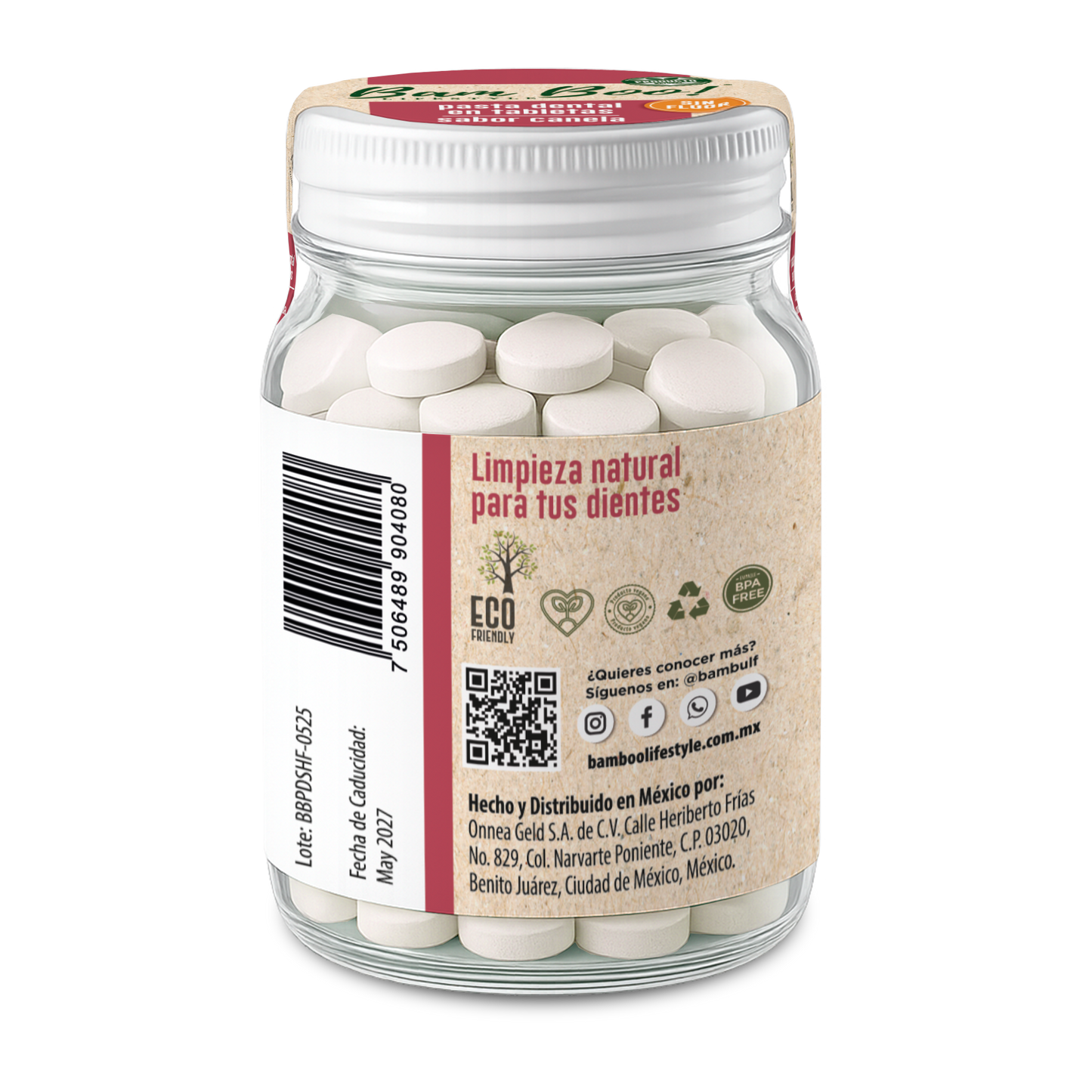 Pasta Dental Sólida Canela Sin Flúor 75 g Bam Boo! Lifestyle | Tabletas para Cepillado