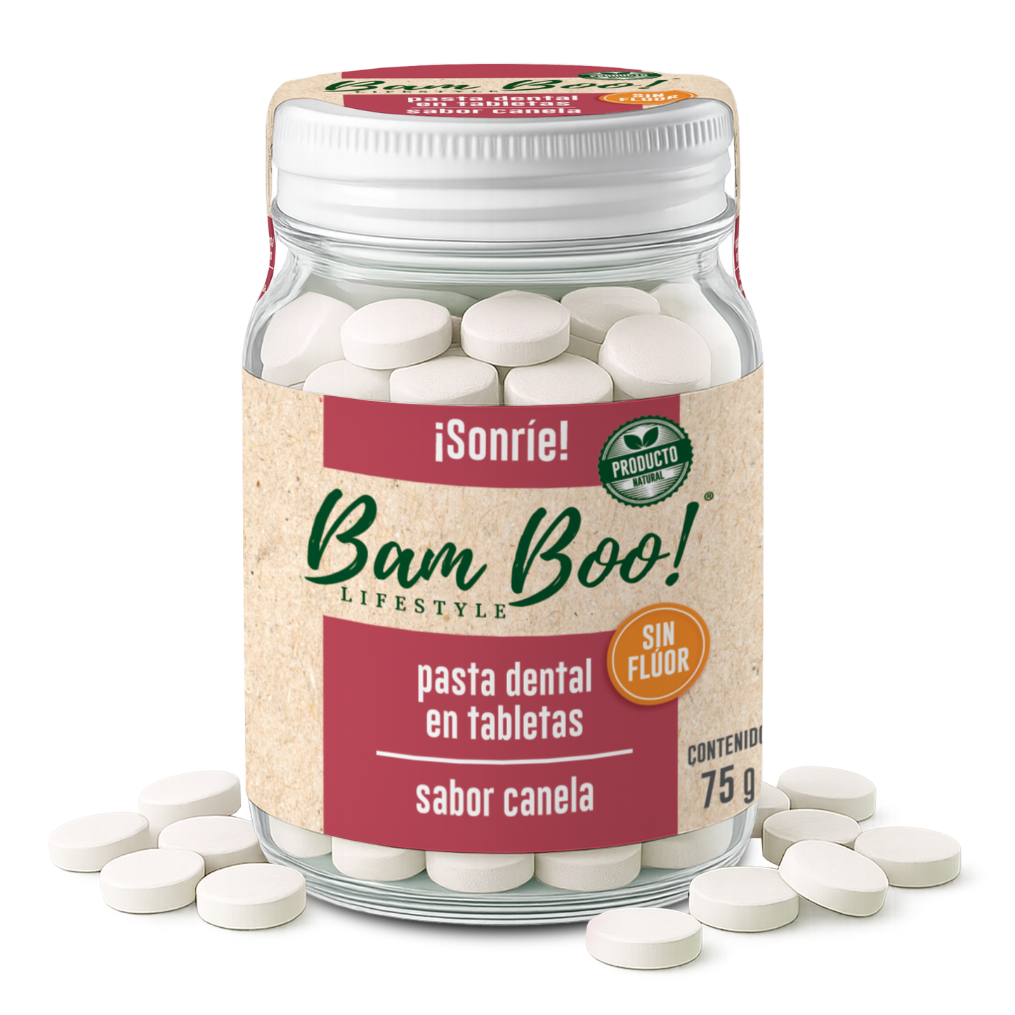 Pasta Dental Sólida Canela Sin Flúor 75 g Bam Boo! Lifestyle | Tabletas para Cepillado