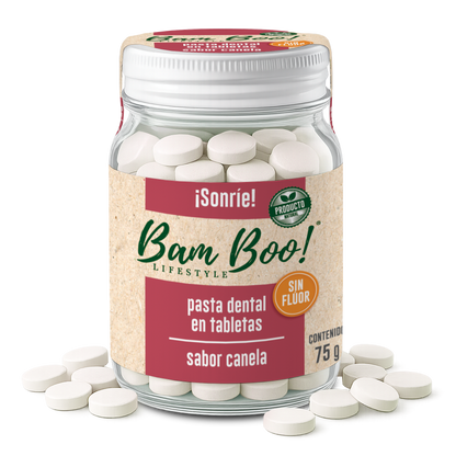 Pasta Dental Sólida Canela Sin Flúor 75 g Bam Boo! Lifestyle | Tabletas para Cepillado