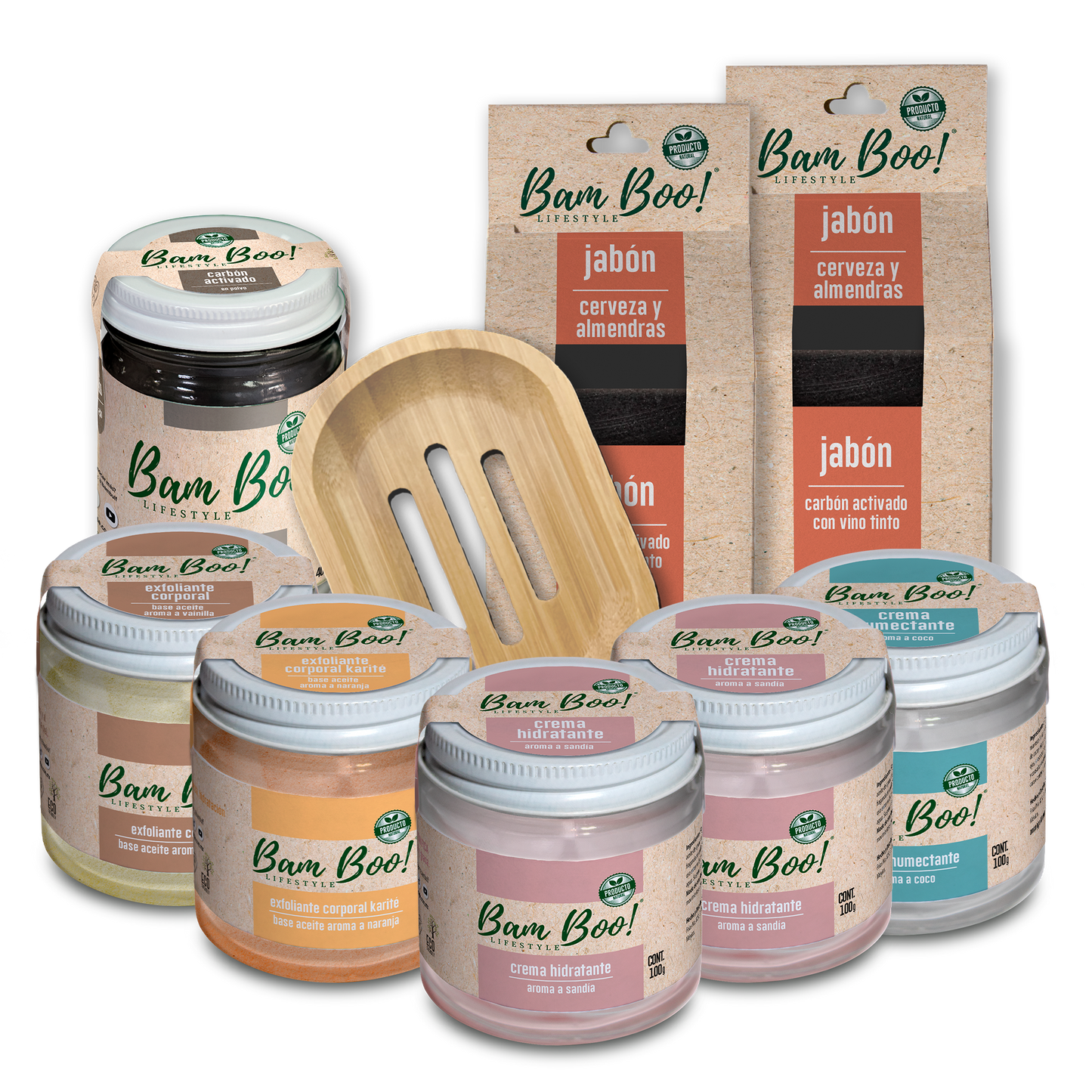 Set de Regalo Eco Cuidado Facial Natural Bam Boo! Lifestyle con Cremas, Exfoliantes, Jabones y Carbón Activado en Polvo