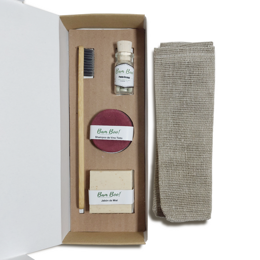 Set de Viaje y Oficina Natural Bam Boo! Lifestyle con Shampoo, Jabón,  Pasta Dental,  y Cepillo Dental con Mango de Bambú